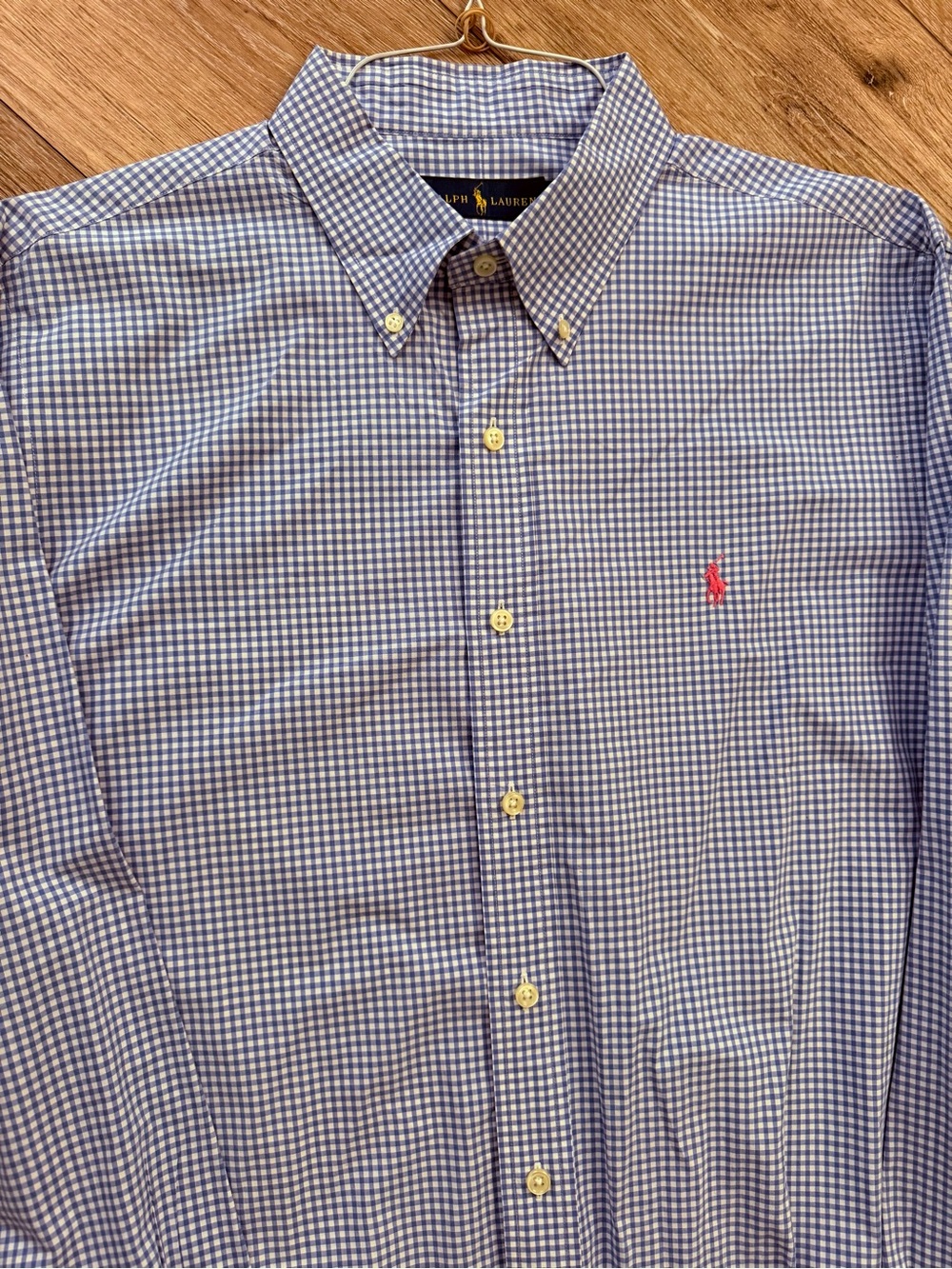Ralph Lauren Blue and White Gingham Button-Down Shirt - Men XL